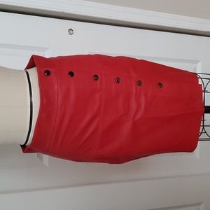 Karen Millen Red Leather Skirt
